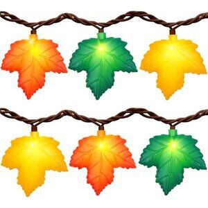 Fall Decor Maple Leaf String Lights, 8.5Ft Maple Leaf LED Lights 10 PCS 3D